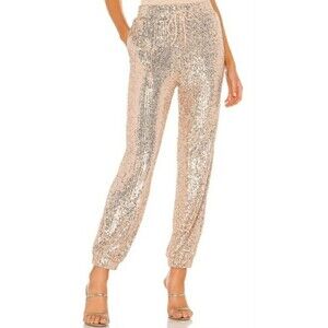NWT Majorelle Embellished Sequin Cairo Jogger Pants Metallic Champagne Women’s S